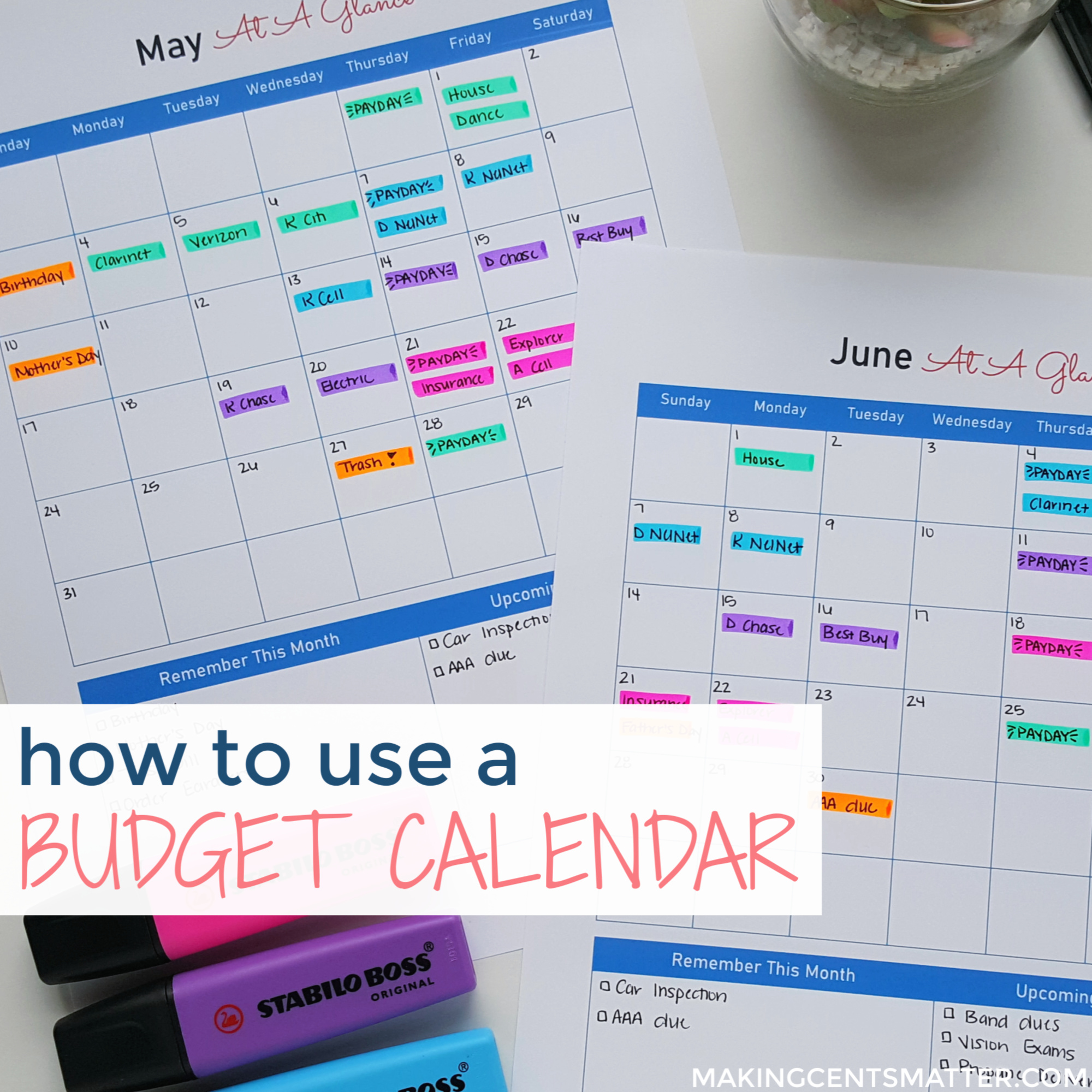 How To Use A Budget Calendar 2
